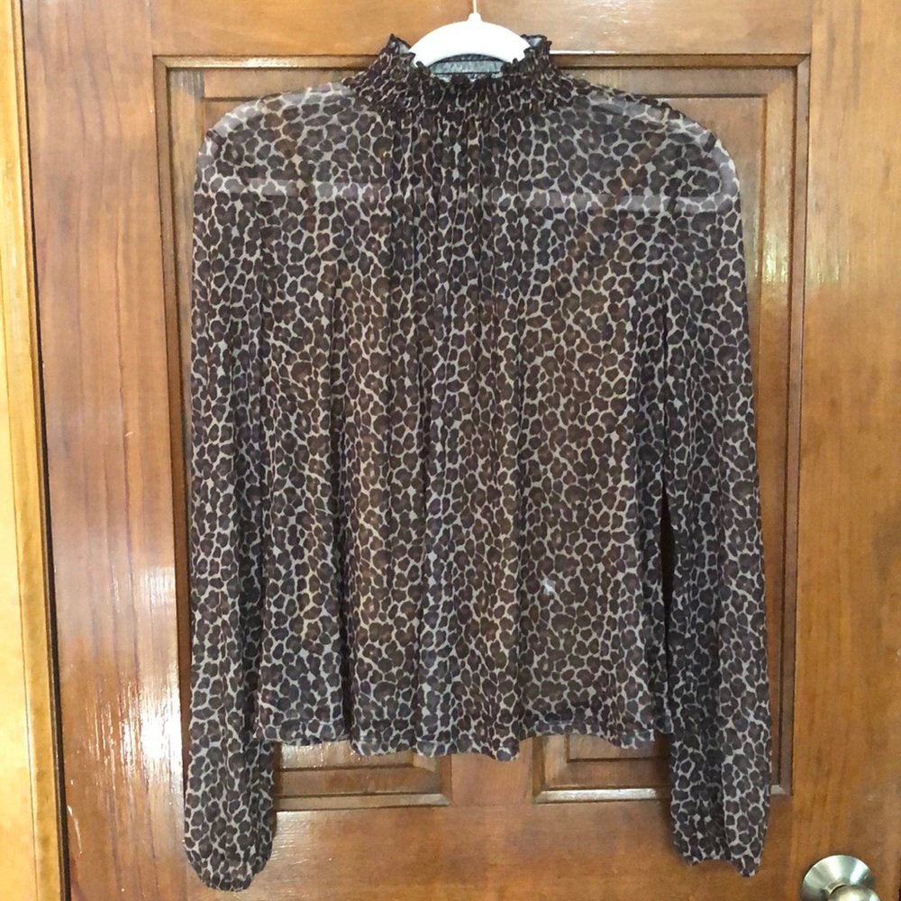 Animal print high neck blouse